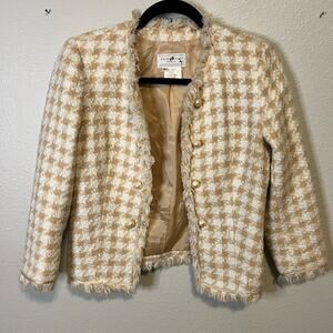 Vertigo Paris Wool Blend Houndstooth Blazer Jacket Size M
